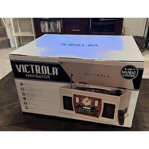 New 8-in-1 Bluetooth Record Player & Multimedia Center, Built-in Stereo Speaker